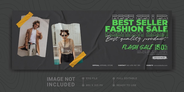 Vector fashion sale facebook cover banner template business promotion digital marketing streetwear design