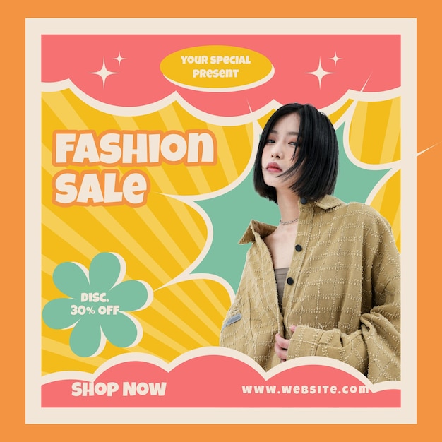 Vector fashion sale instagram post template