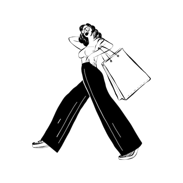 Fashion sketch collection Black line hand drawn trendy vector illustration