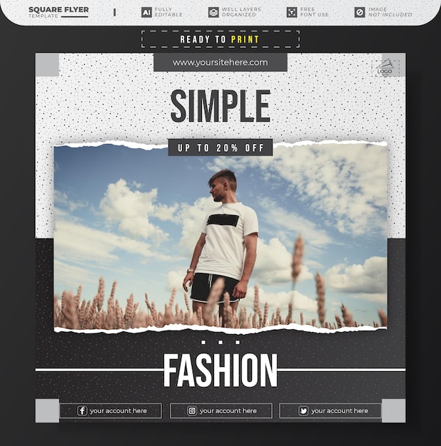 Fashion square flyer template design