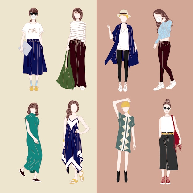 Fashionable style on a casual day vector characters