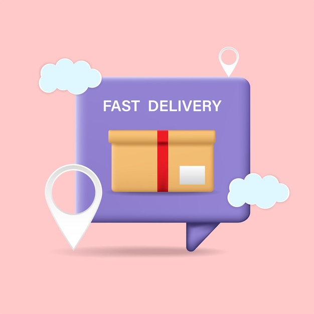 Fast delivery concept Online shopping 3D Vector Illustrations