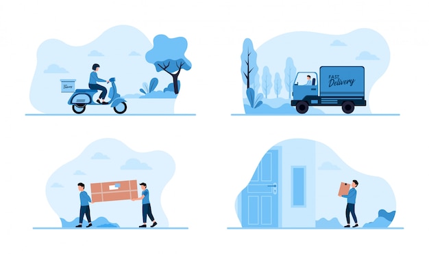 Vector fast delivery service illustration concept