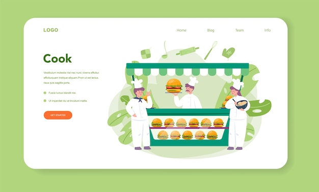 Vector fast food, burger house web banner or landing page