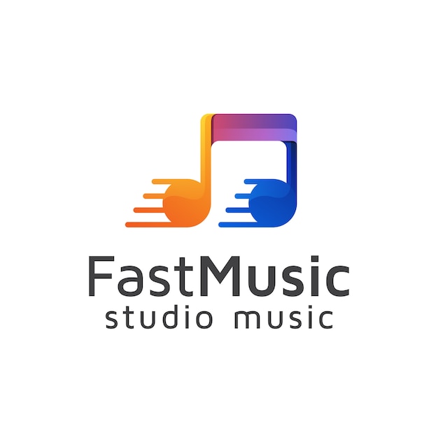 Fast music logo, studio record logo design vector template