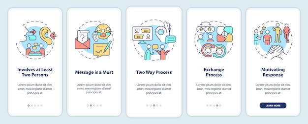 Features of communication onboarding mobile app screen