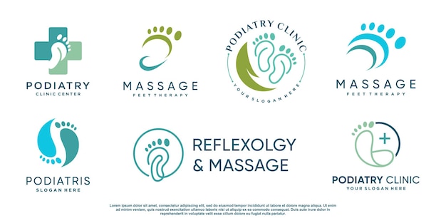 Vector feet massage logo collection with creative unique style premium vector