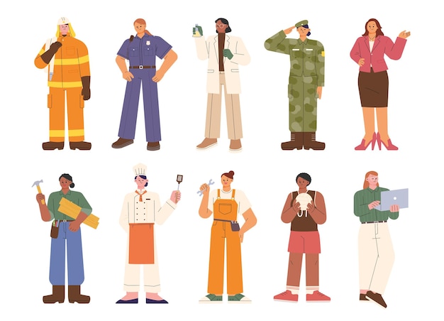 Vector female characters of various professions. female expert. flat design style vector illustration.