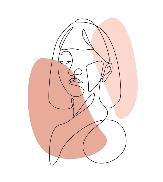 Feminine woman in line art style