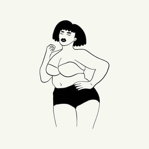 Feminism body positive illustration with minimalistic female figure