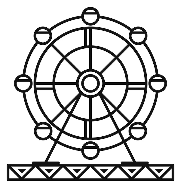 Ferris wheel symbol Funfair attraction line icon