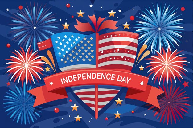 Vector festive 4th of july clipart featuring american flag fireworks and patriotic decorations