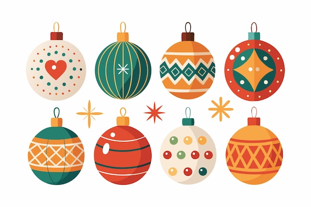 Vector festive christmas ball and bauble set clipart for tshirt design