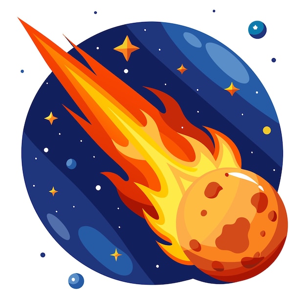 Vector fiery meteor in space vector design with a white background