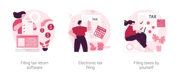 Vector filing taxes by yourself abstract concept vector illustrations