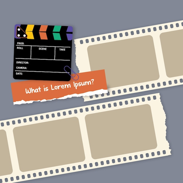 Vector film reel strip photo torn paper infographic templates - photo mockup