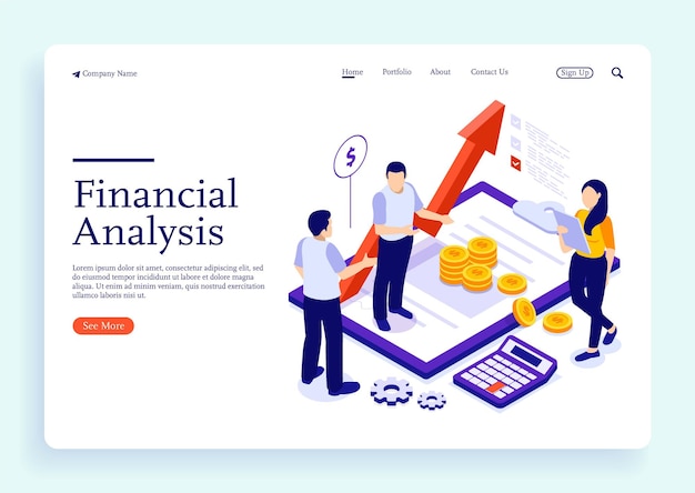 financial administration concept consulting for company performance analysis isometric concept