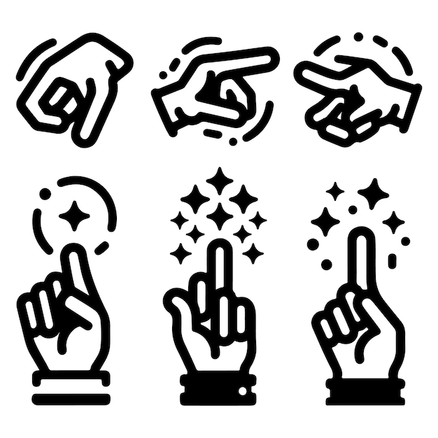 Vector finger snapping icon set hand finger snap easy vector symbol in a black filled and outlined style