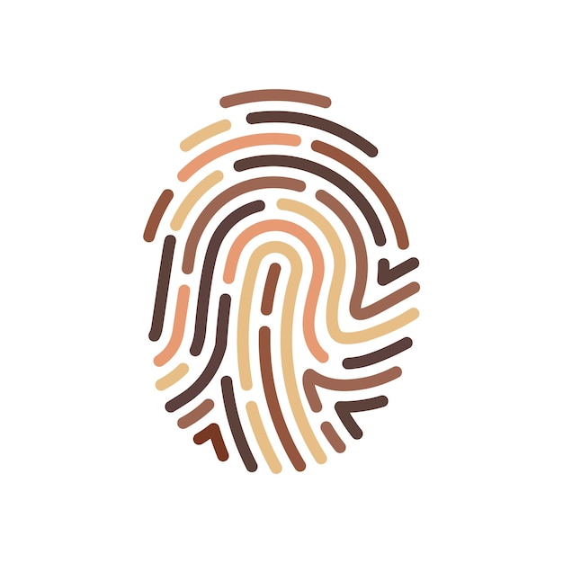 Vector fingerprint different skin tones concept of racial equality and antiracism multicultural society vector logo