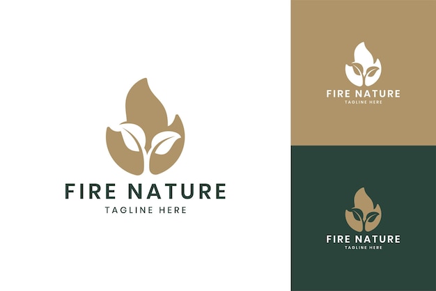 Fire leaf negative space logo design