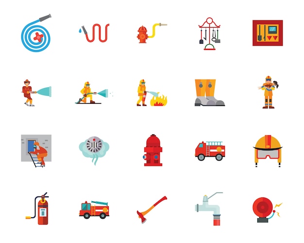 Firefighting icon set