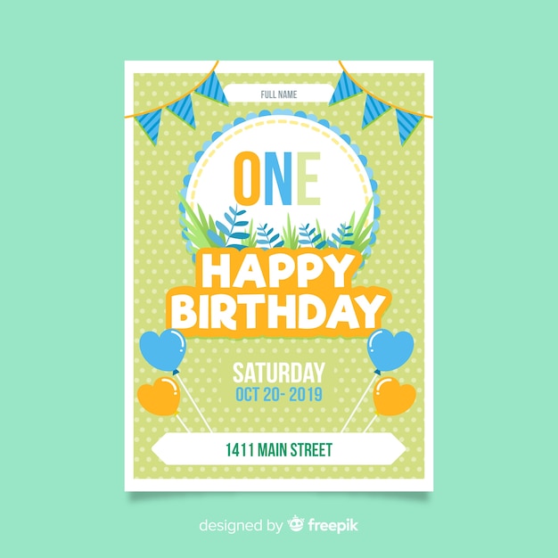 First birthday flat jungle card