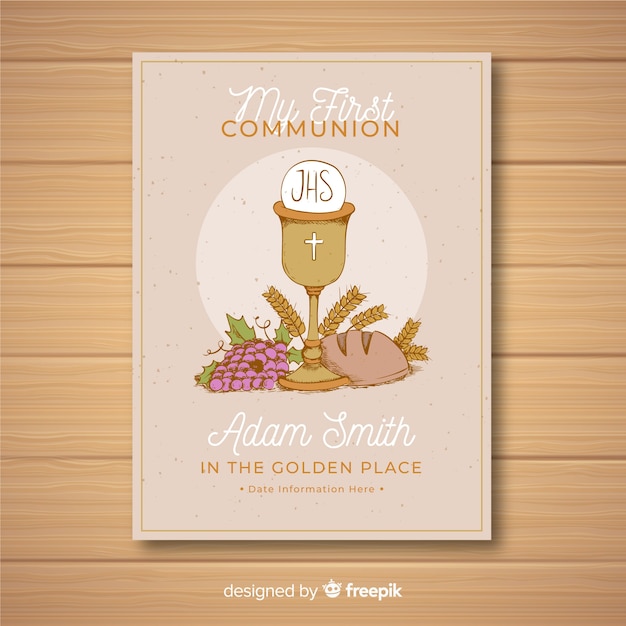 Vector first communion invitation template 