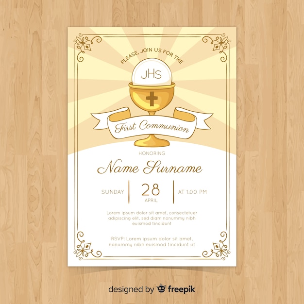 First communion invitation template