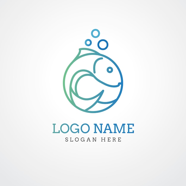 Fish gradient colorful for aquarium aquascape logo Design