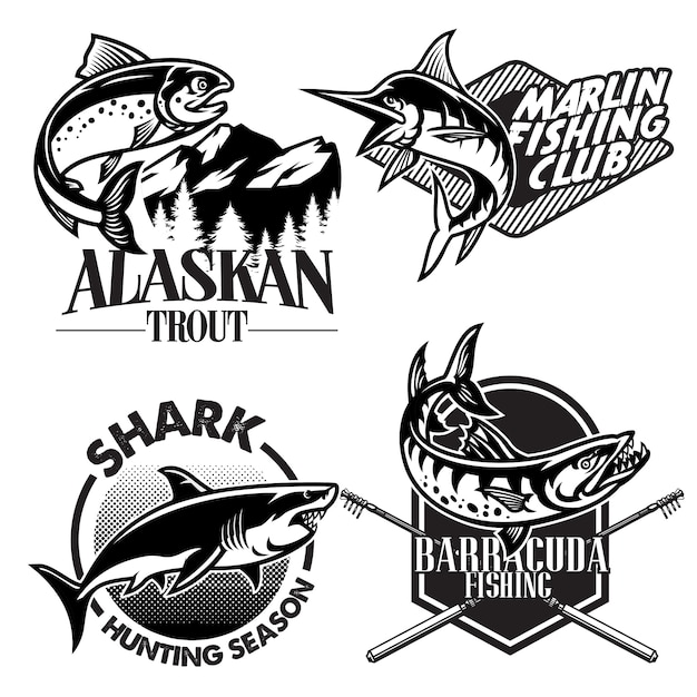 Fishing badge design set