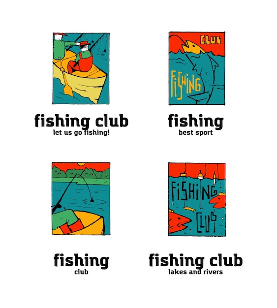 Fishing club logo set