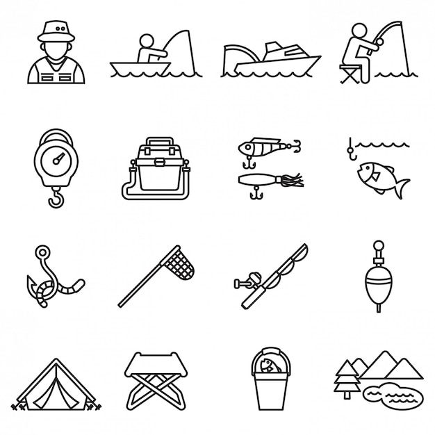 Fishing icon set