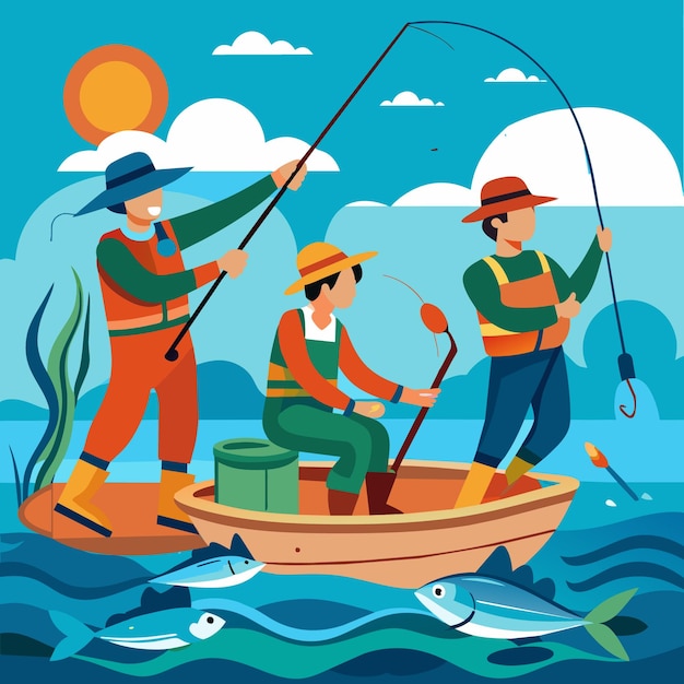 Vector fishing people vector illustration