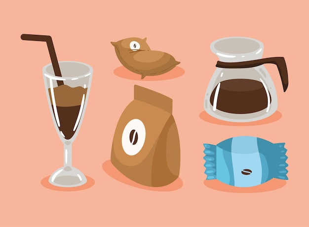 Five coffee product icons