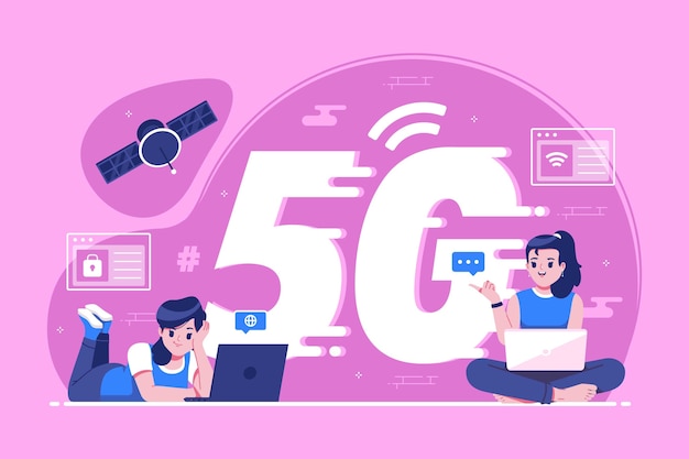 five g global network connection concept illustration