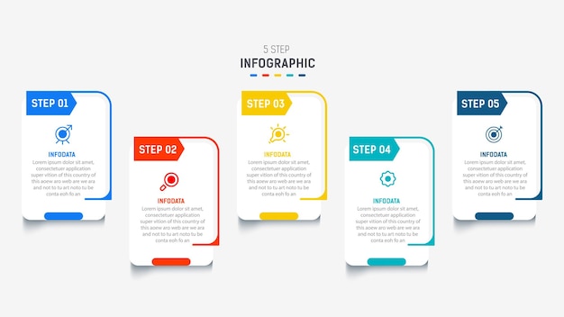 Vector five step infographic design element template for presentation info graphic illustration