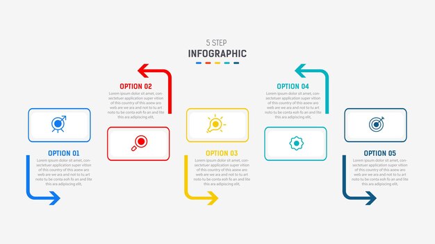 Vector five step infographic design element template for presentation infographic illustration