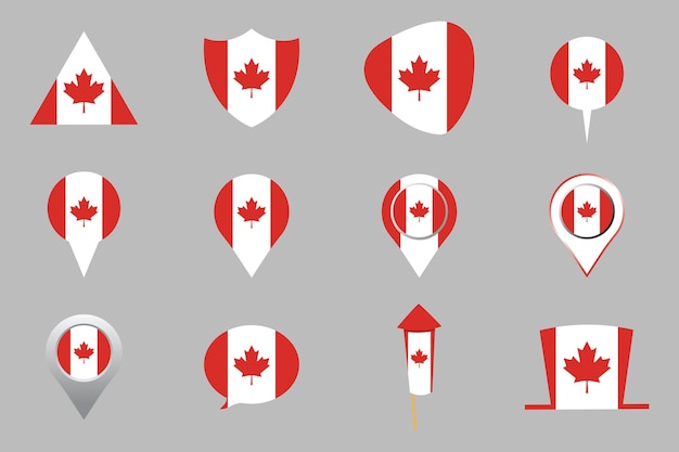 Vector flag of canada set original and simple canada flag bundle vector illustration of canada flag colle