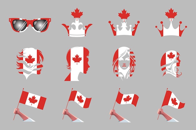 Vector flag of canada set original and simple canada flag bundle vector illustration of canada flag colle