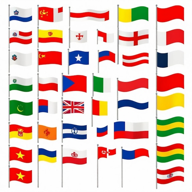 Vector a flag of different countries with one that says quot national quot on the bottom