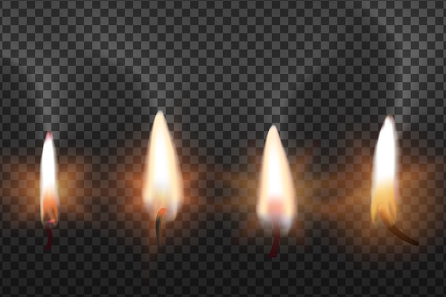 Vector flame of candles on transparent background