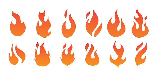 Flame Fire icon set vector