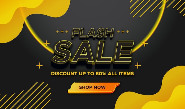 Vector flash sale modern banner with black and yellow colors template