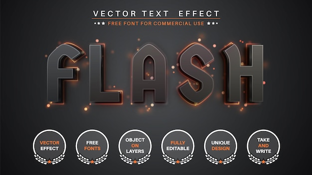 Flash sparkle edit text effect editable font style