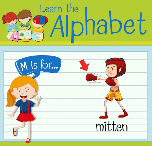 Flashcard alphabet M is for mitten