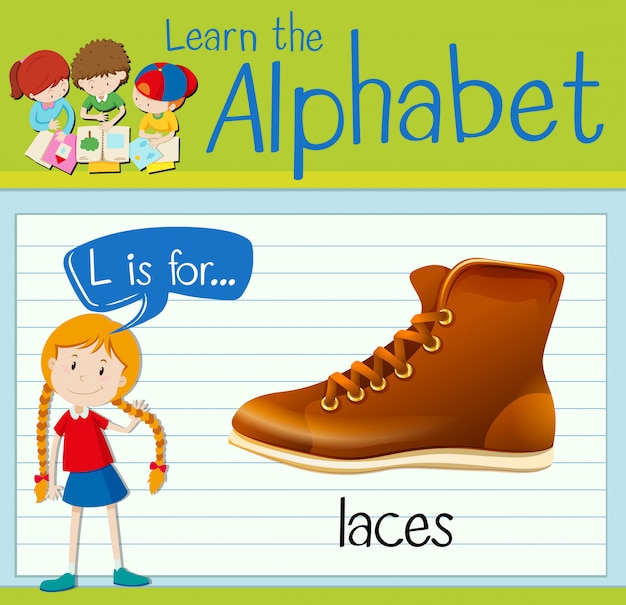 Flashcard letter L is for laces