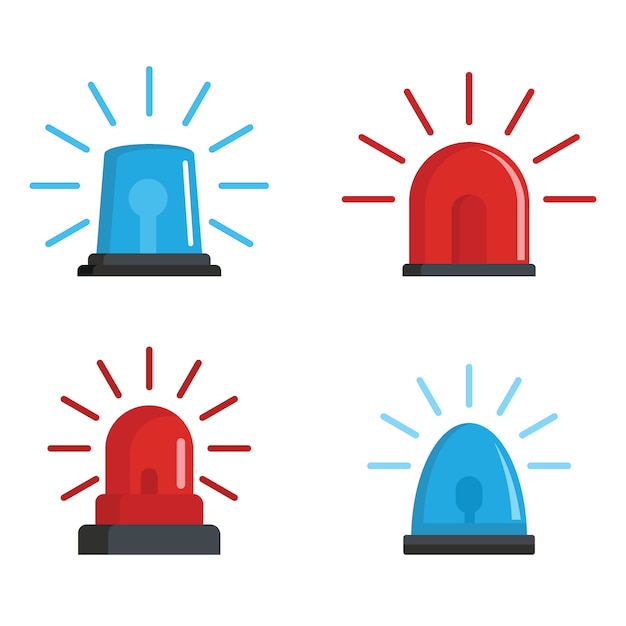 Flasher siren red and blue icons set