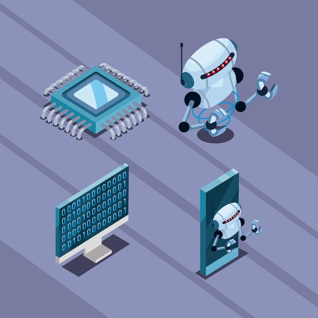 Flat ai technology icons