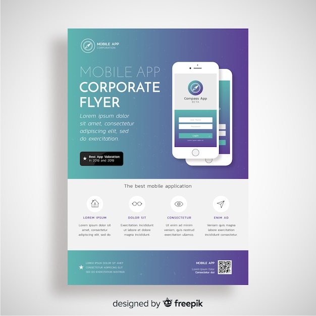 Vector flat application brochure template