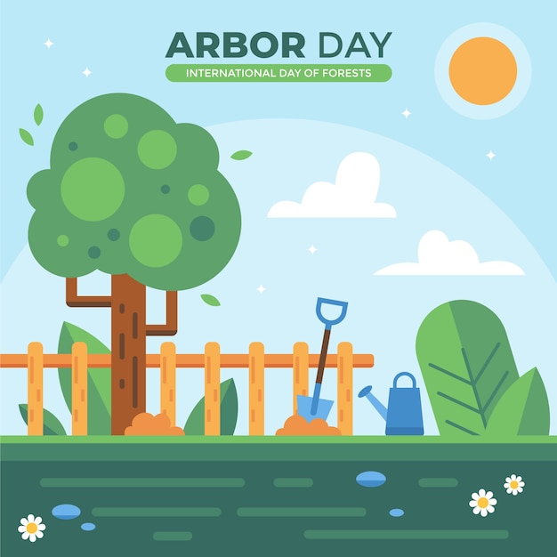 Flat arbor day illustration